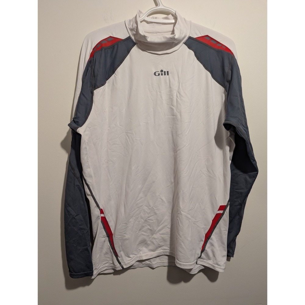 Gill T-Shirt Mens XXL Long Sleeve UV50‎ Sailing Yachting Fishing White Gray Red